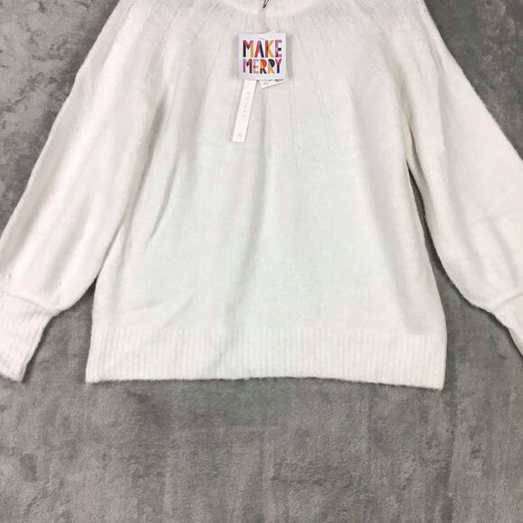 Caslon Women’s Cream Rib Yoke Pullover Sweater Long Sleeve Size Medium NWT - Picture 8 of 14